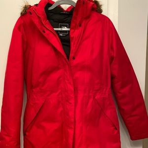 Red NorthFace Coat w/Fur Hood | Size Medium